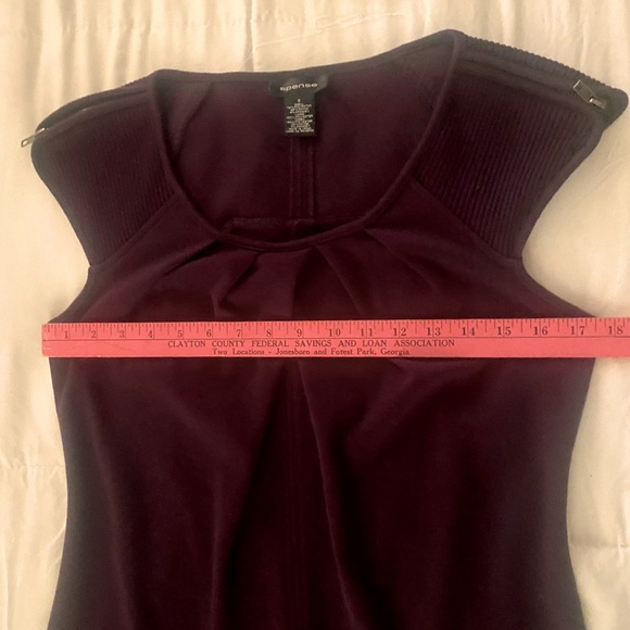 🍆SPENSE🍆 RUCHED CHEST RIBED SHOULDER ZIP CAP SLEEVE BACK SLIT SHEATH DRESS NWT - Picture 13 of 15